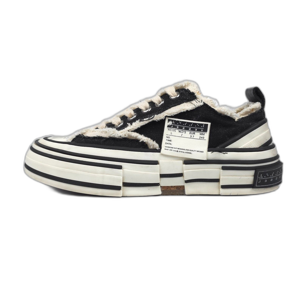 VESSEL Yohji Yamamoto Patchwork Platform Low Sneakers Black Skate 90s Y2k Grunge